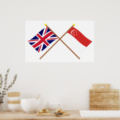 Poster Drapeaux croisés Royaume-Uni et Singapour (Cuisine)