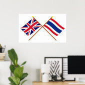 Poster Drapeaux croisés Royaume-Uni et Thaïlande (Bureau à domicile)