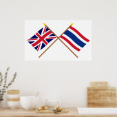 Poster Drapeaux croisés Royaume-Uni et Thaïlande (Cuisine)