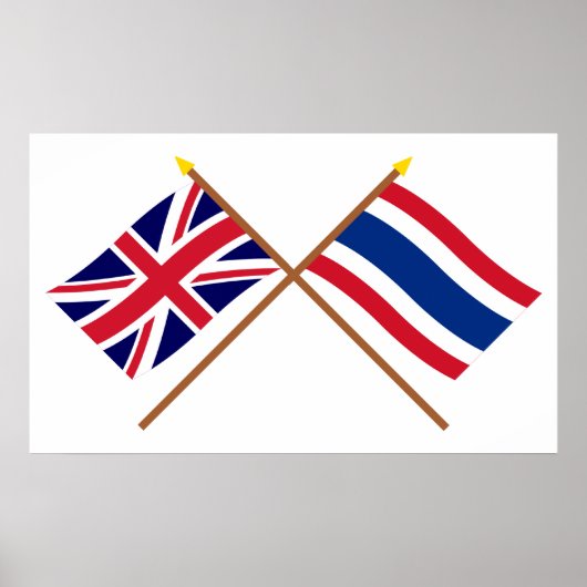 Poster Drapeaux croisés Royaume-Uni et Thaïlande (Devant)