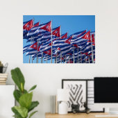 Poster Drapeaux cubains qui flottent (Bureau à domicile)