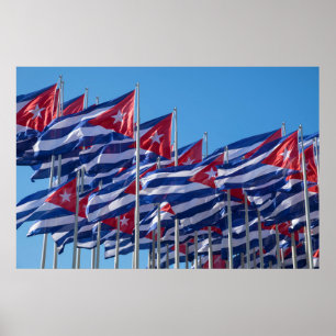 Poster Drapeaux cubains qui flottent