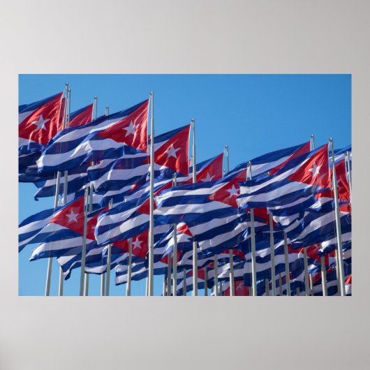 Poster Drapeaux cubains qui flottent (Devant)
