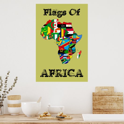 Poster Drapeaux d'Afrique 36" par 24" drapeau d'Afrique V (Cuisine)