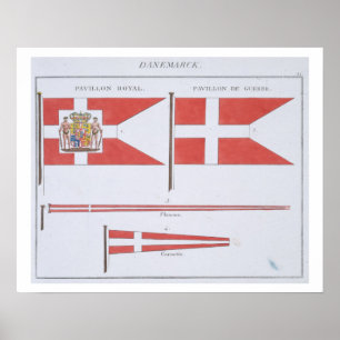 Poster Drapeaux danois, tiré d'un livre français de Drape