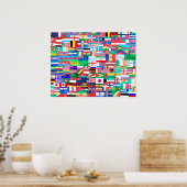 Poster Drapeaux d'aquarelle du monde (Cuisine)