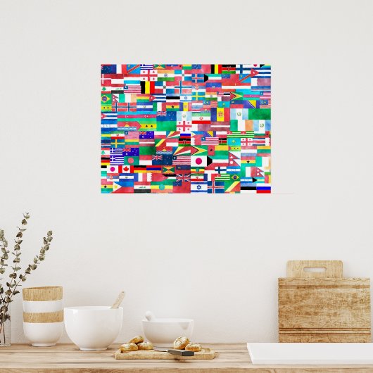 Poster Drapeaux d'aquarelle du monde (Cuisine)