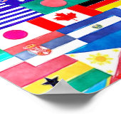 Poster Drapeaux d'aquarelle du monde (Coin)