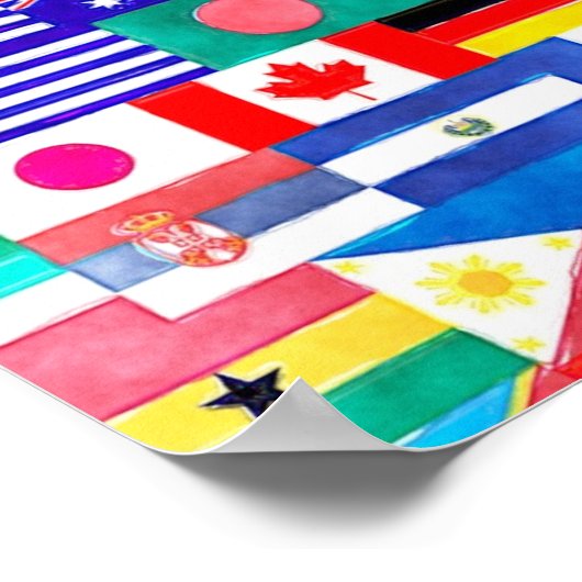 Poster Drapeaux d'aquarelle du monde (Coin)