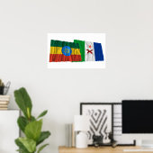 Poster Drapeaux de l'Éthiopie et de l'Afrique (Bureau à domicile)