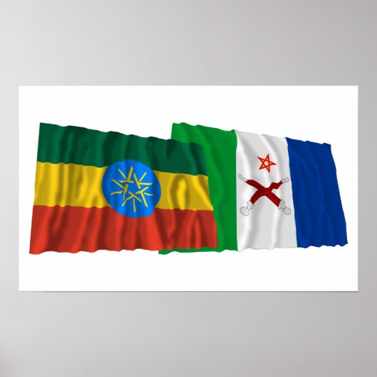 Poster Drapeaux de l'Éthiopie et de l'Afrique (Devant)