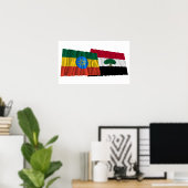 Poster Drapeaux de l'Éthiopie et de l'Oromia (Bureau à domicile)