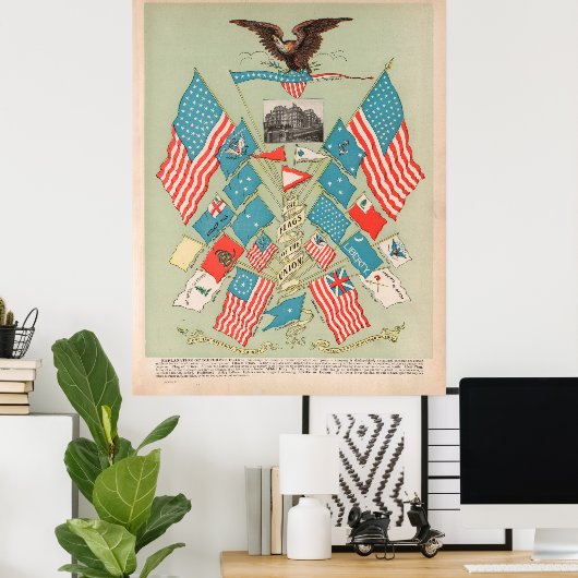 Poster Drapeaux de l'histoire américaine (1901) Historiqu (Bureau à domicile)