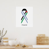 Poster Drapeaux de paix pour Israël et la Palestine blanc (Cuisine)