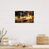 Poster drapeaux de prière bouddhiste au coucher du soleil (Cuisine)