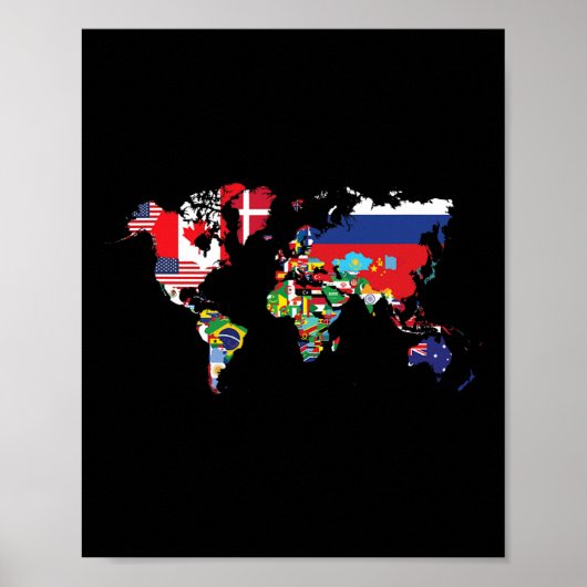 Poster Drapeaux Des Pays Du Monde Carte Internationale (Devant)