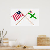 Poster Drapeaux du Libéria traversé et du comté de Sinoe (Cuisine)