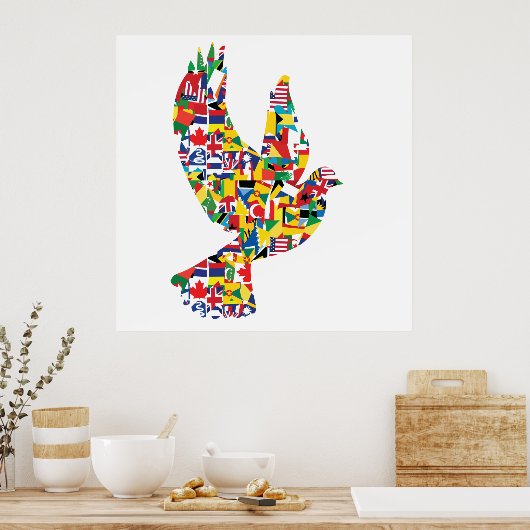 Poster Drapeaux du monde de Peace Dove (Cuisine)