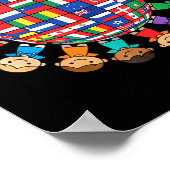 Poster Drapeaux du monde globe enfants unité internationa (Coin)
