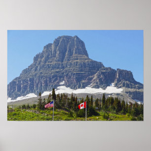 Poster Drapeaux, Logan Pass, Clements Mountain, Montana