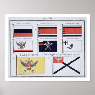Poster Drapeaux russes, tiré d'un livre français de Drape