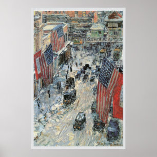 Poster Drapeaux sur la 57e rue par Frederick Childe Hassa