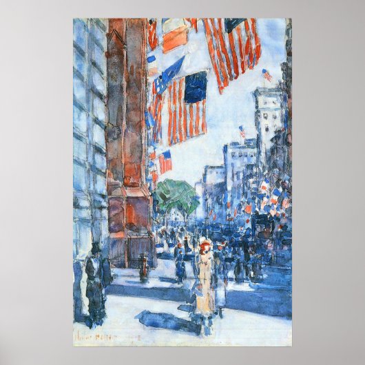 Poster Drapeaux sur la Cinquième Avenue de Childe Hassam, (Devant)