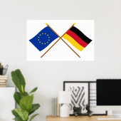 Poster Drapeaux traversés UE et Allemagne (Bureau à domicile)