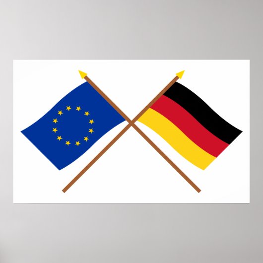 Poster Drapeaux traversés UE et Allemagne (Devant)