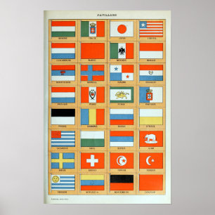 Poster Drapeaux vintages du monde