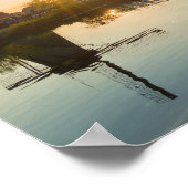 Poster Drawbridge et moulins à vent au coucher du soleil  (Coin)