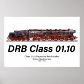 Poster DRB Class 01.10 Deutsche Reichsbahn Steam Train (Devant)