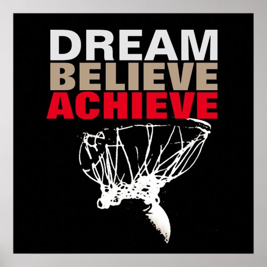 Poster Dream Believe Achieve Basketball Pop Art (Devant)