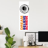 Poster Dream Believe Achieve Basketball Pop Art Style (Bureau à domicile)