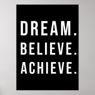 Poster Dream Believe Achieve - Gym, Hustle, Succès