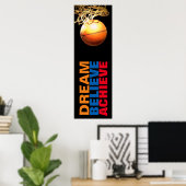 Poster Dream Believe Atteindre Basketball Stylish Porte (Bureau à domicile)