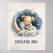 Poster Dream Big Cute Teddy Bear Celestiy Nursery Art (Devant)