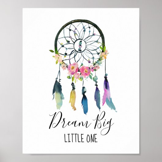 Poster Dream Big Little One Dreamcatcher Baby Nursery (Devant)
