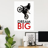 Poster Dream Big Motorcyle Sport Réalisation Motivationne (Bureau à domicile)