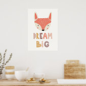 Poster Dream Big | petit renard mignon (Cuisine)