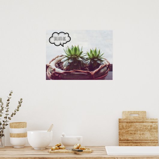 Poster Dream Big Phrase Succulent (Cuisine)