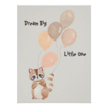 "Dream Big" Raccoon personnalisé tenant des ballon