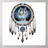 Poster Dream Catcher with wolf background (Devant)