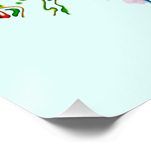 Poster "Dream" Rouge Bleu Vert Bourgogne Mandala sur Aqua (Coin)