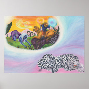 Poster Dream Snowleopard Eros se promène Lion Princesse