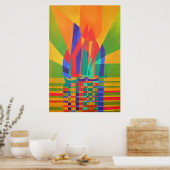 Poster Dreamboat Un Câble Cubiste Aux Couleurs Primaires (Cuisine)