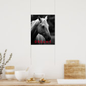 Poster Dreams Motivational Black White Closeup Horse (Cuisine)