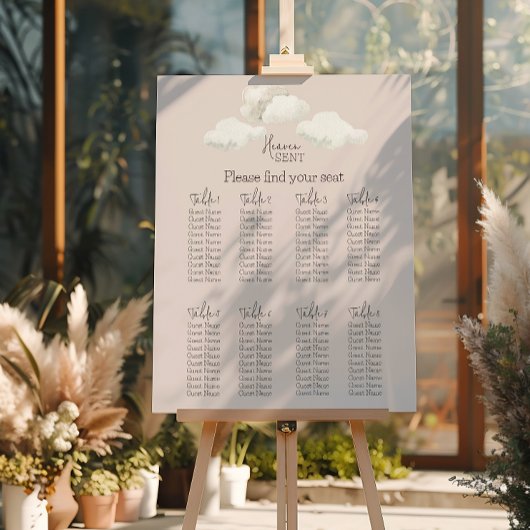 Poster Dreamy Beige Heaven Sent Gender Reveal Seating