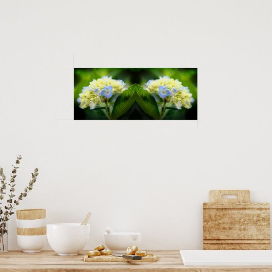 Poster Dreamy Blue Hydrangea Flower Mirror Abstrait (Cuisine)