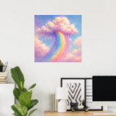Poster Dreamy Cloud Rainbow - Pastel Painting Style (Bureau à domicile)